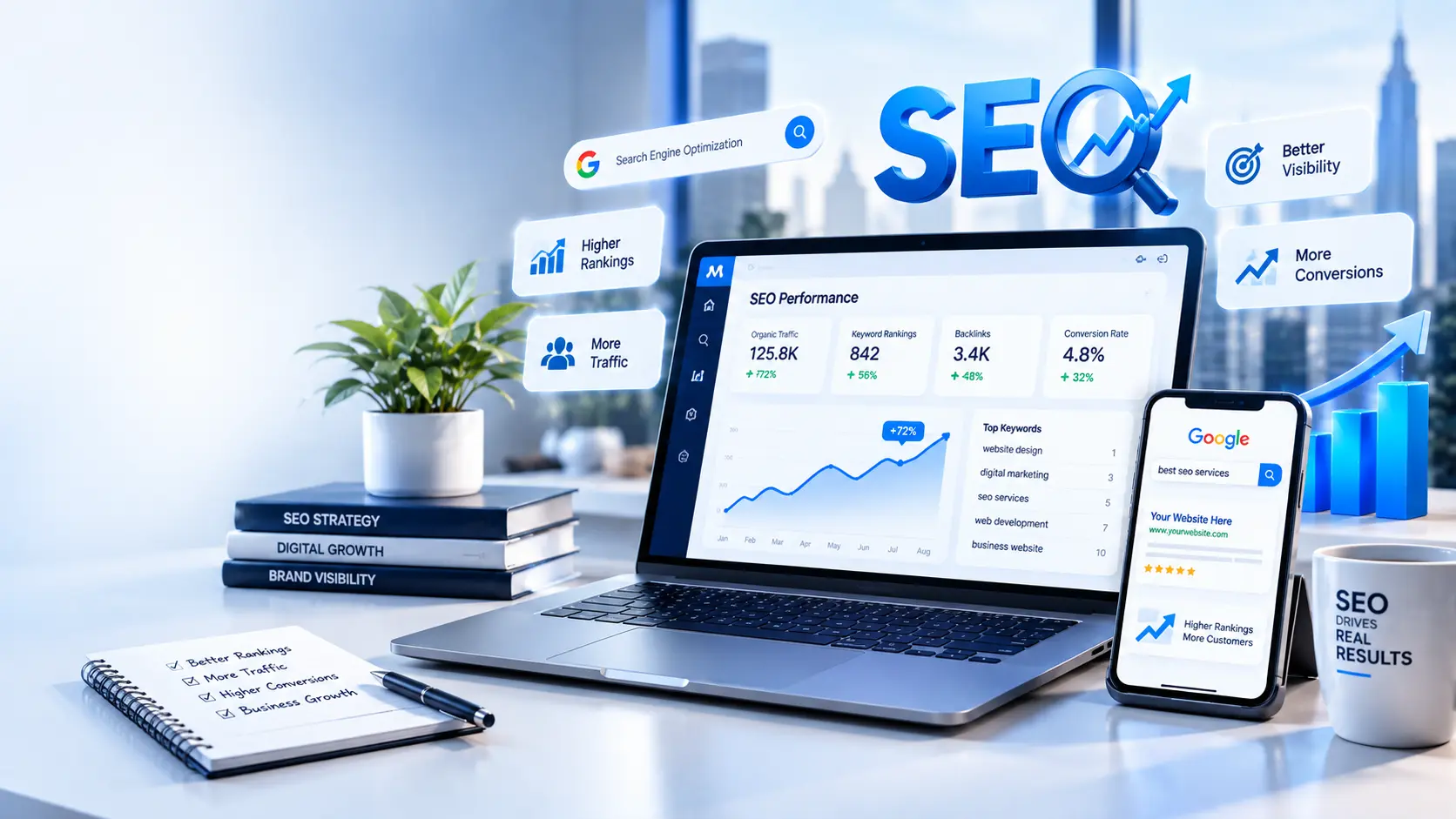 SEO services in Delhi for improving Google search visibility and organic traffic